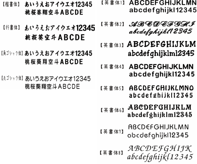 書体見本レギュラー